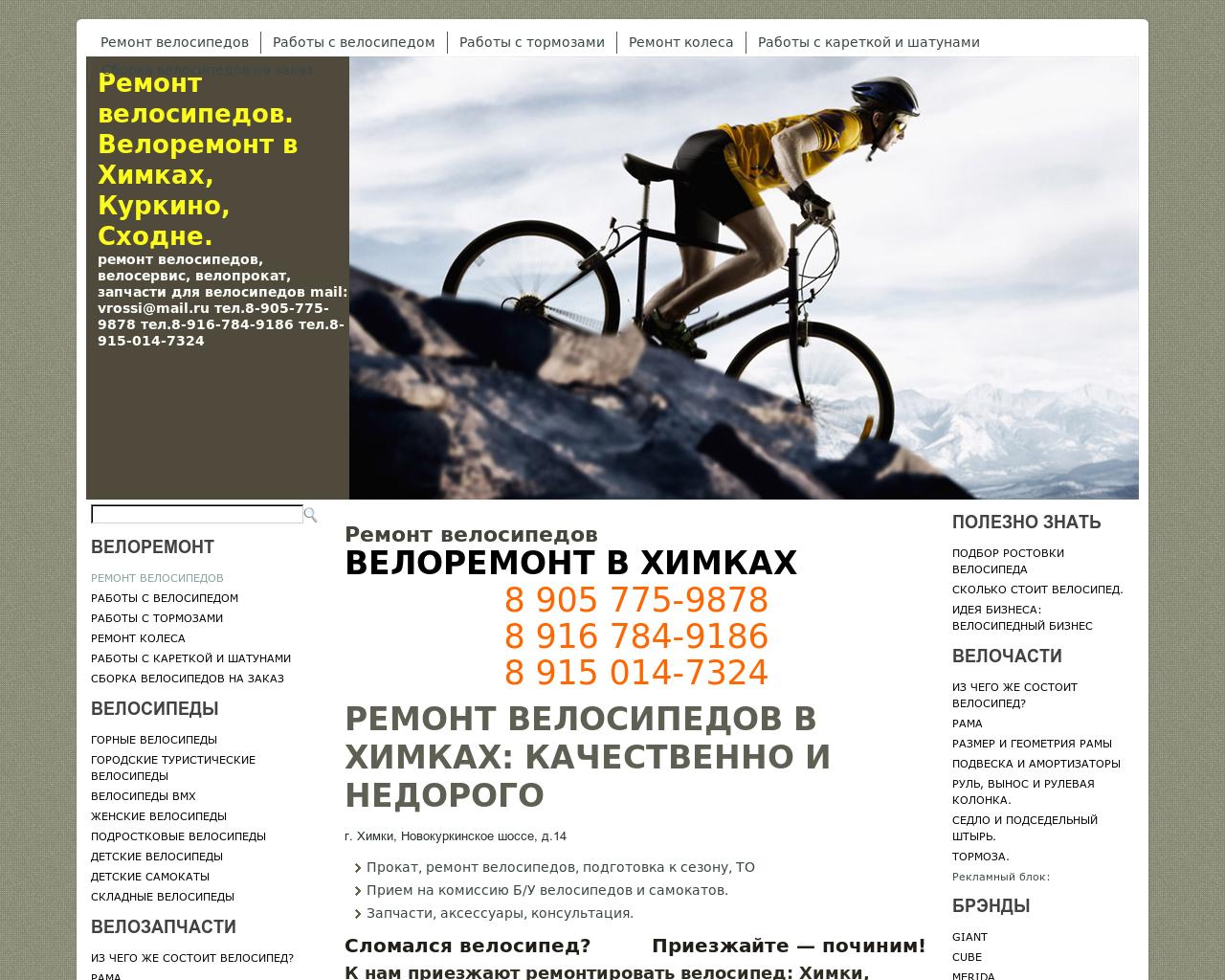 Изображение сайта 1-velo.ru в разрешении 1280x1024