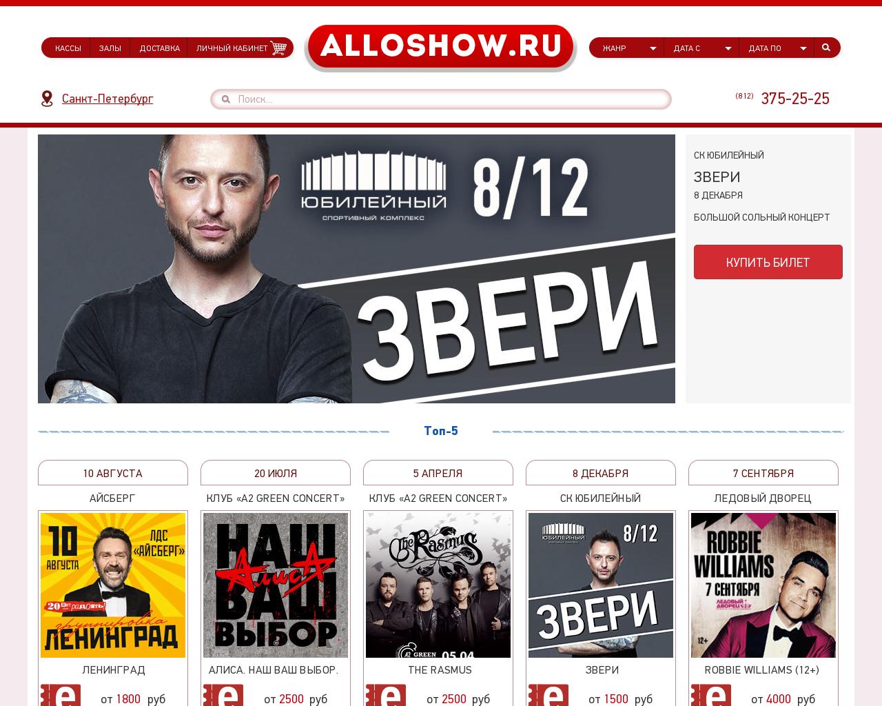 Изображение сайта alloshow.ru в разрешении 1280x1024