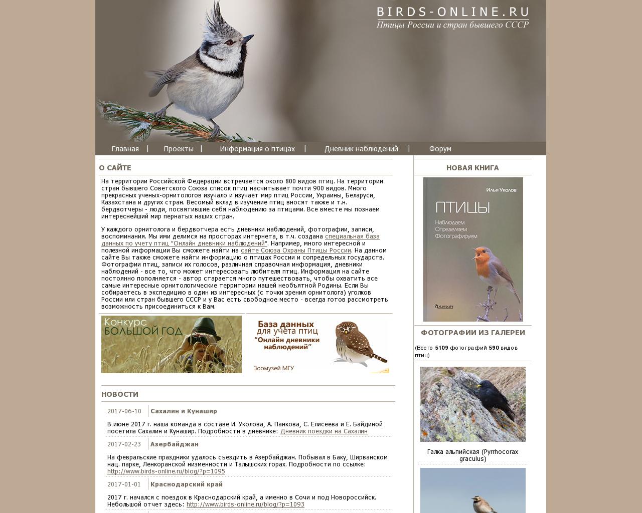 Изображение сайта birds-online.ru в разрешении 1280x1024