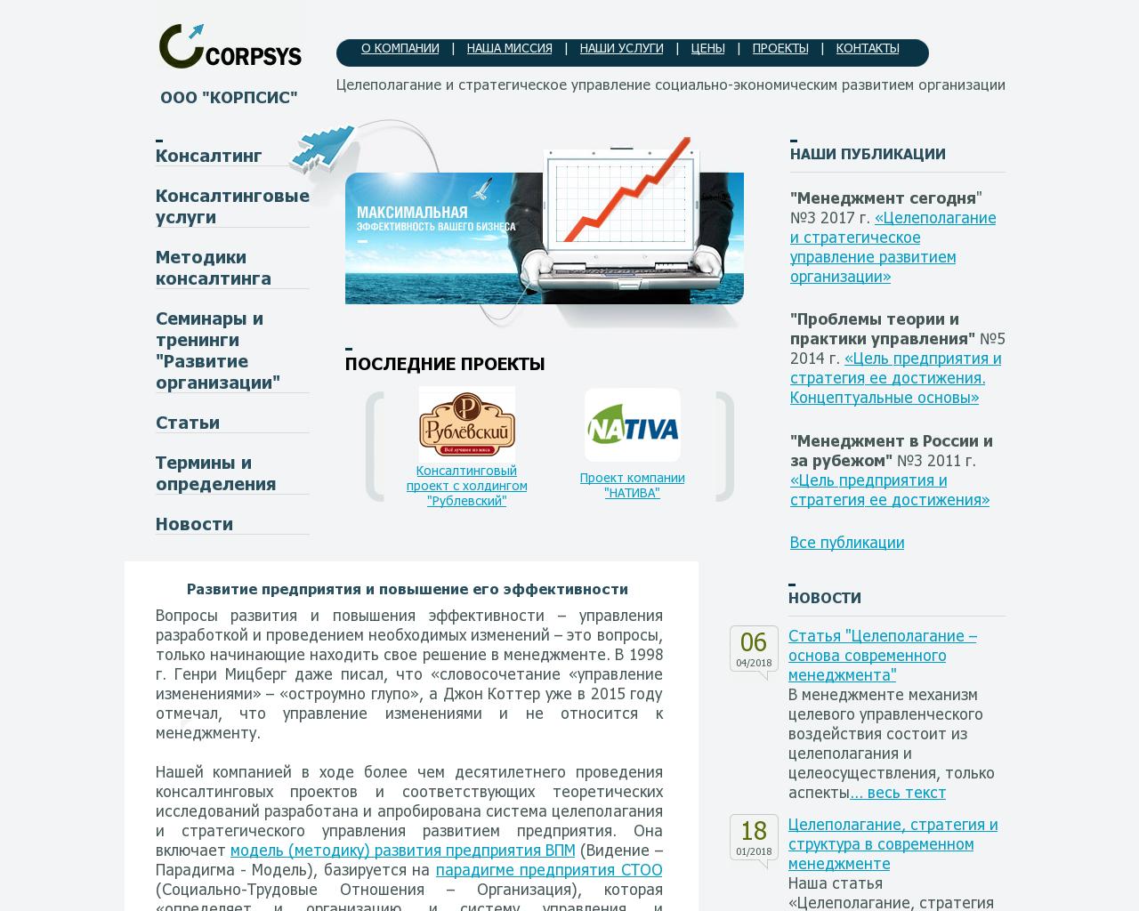 Изображение сайта corpsys.ru в разрешении 1280x1024