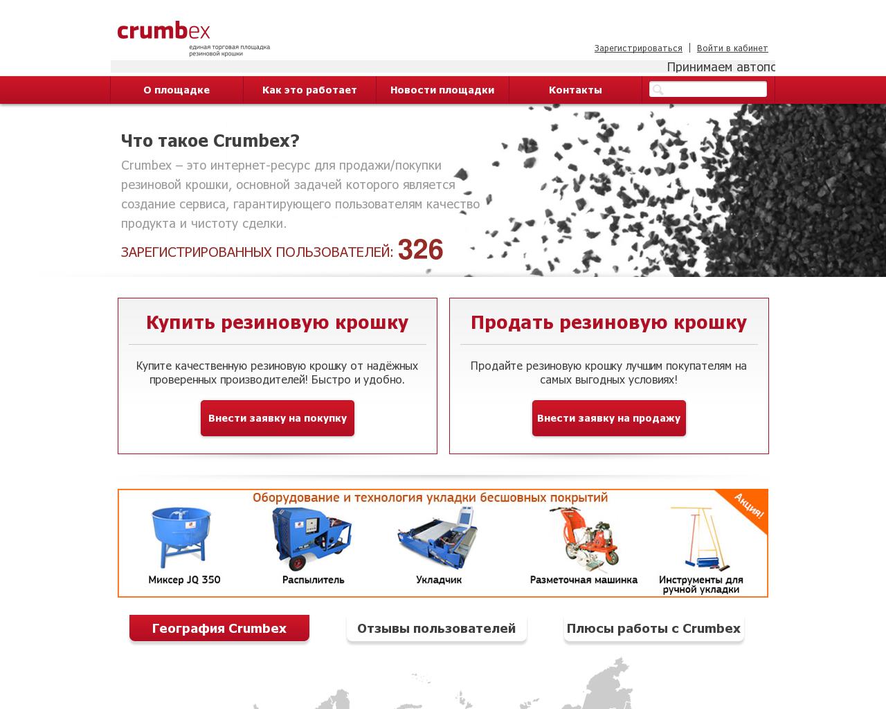 Изображение сайта crumbex.ru в разрешении 1280x1024