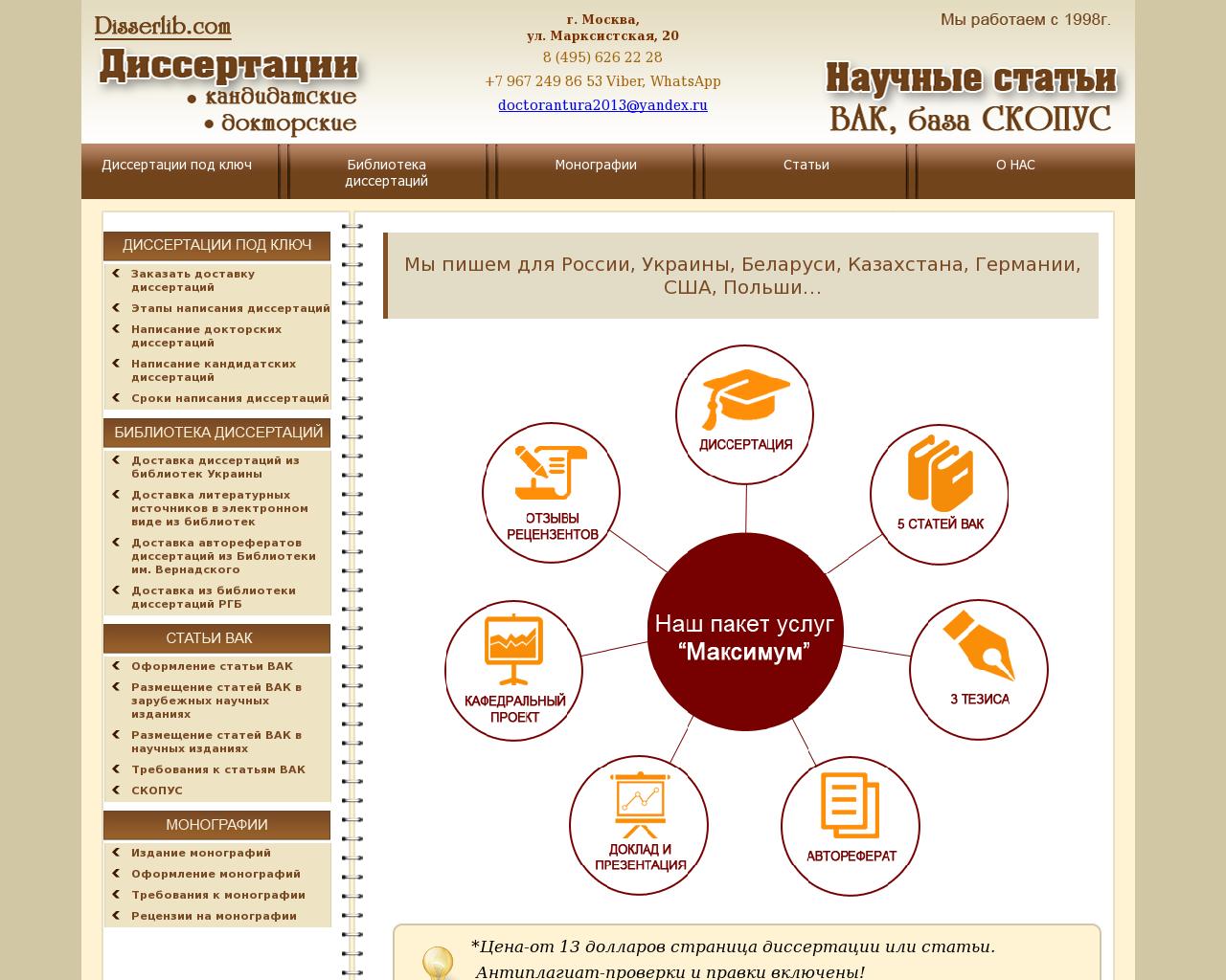 Изображение сайта disserlib.ru в разрешении 1280x1024