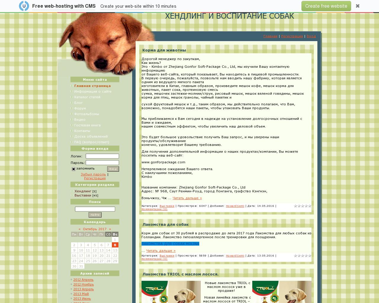 Изображение сайта doghandler.ru в разрешении 1280x1024