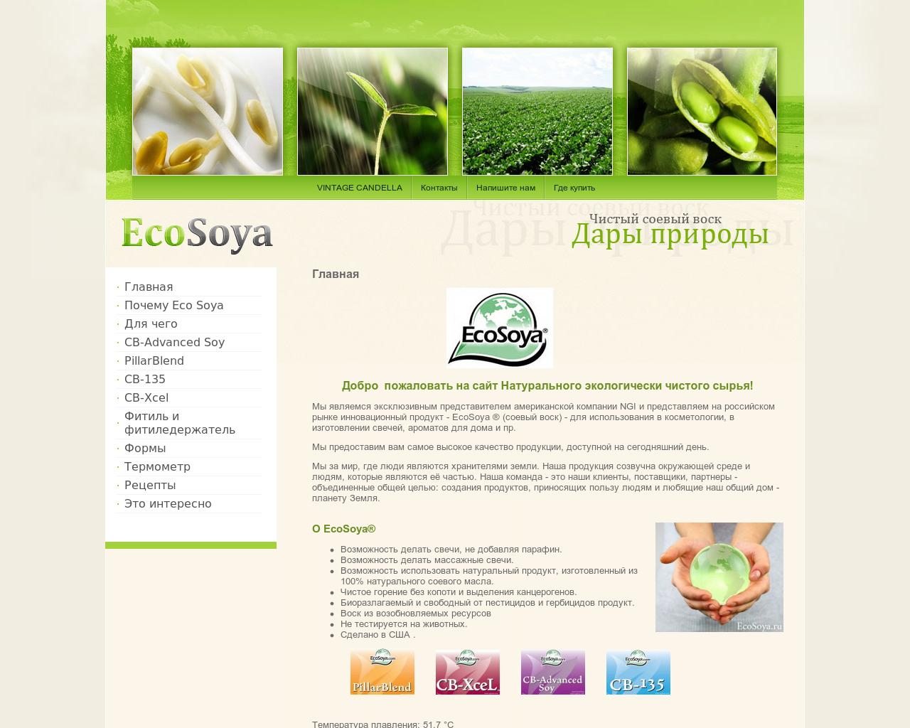 Изображение сайта ecosoya.ru в разрешении 1280x1024