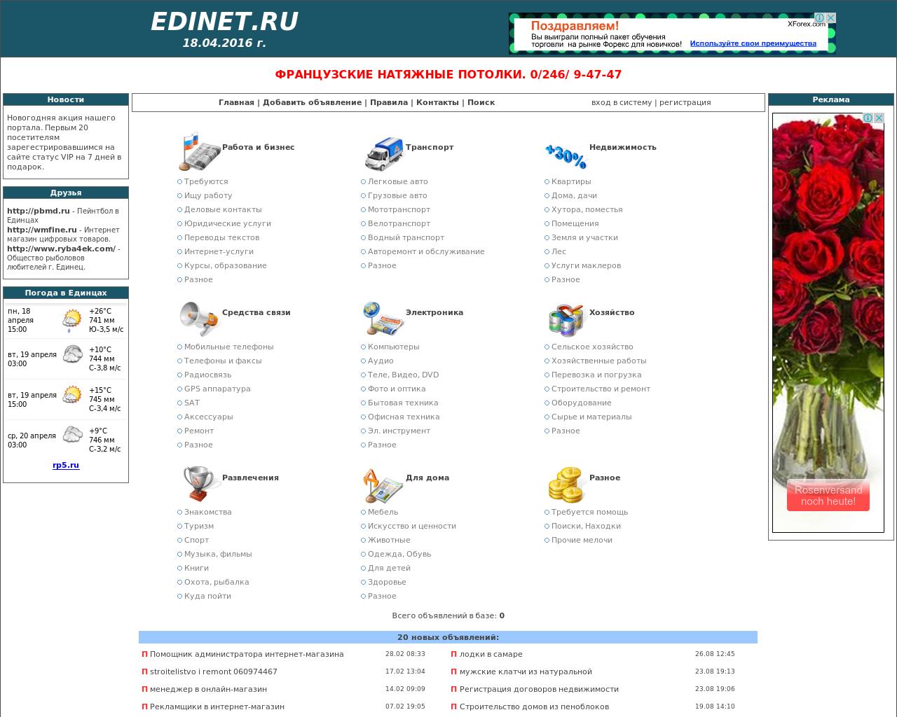 Изображение сайта edinet.ru в разрешении 1280x1024