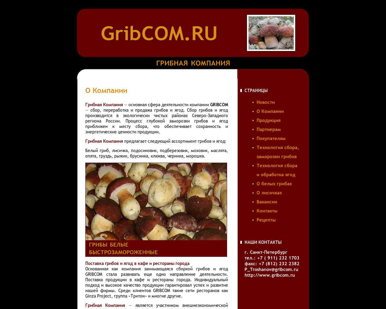 Изображение сайта gribcom.ru в разрешении 1280x1024