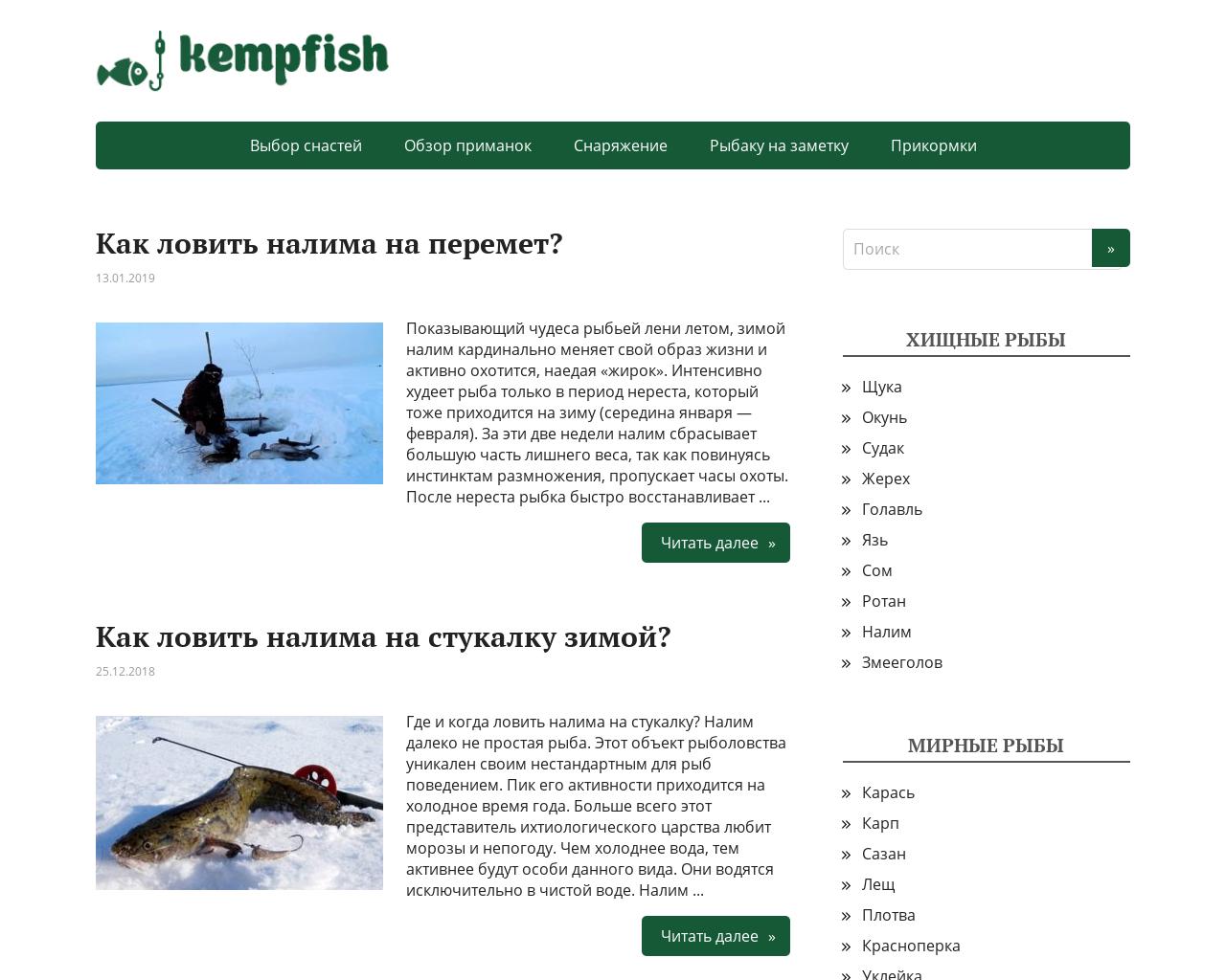 Изображение сайта kempfish.ru в разрешении 1280x1024