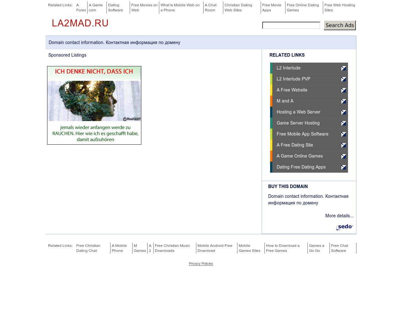 Изображение сайта la2mad.ru в разрешении 1280x1024