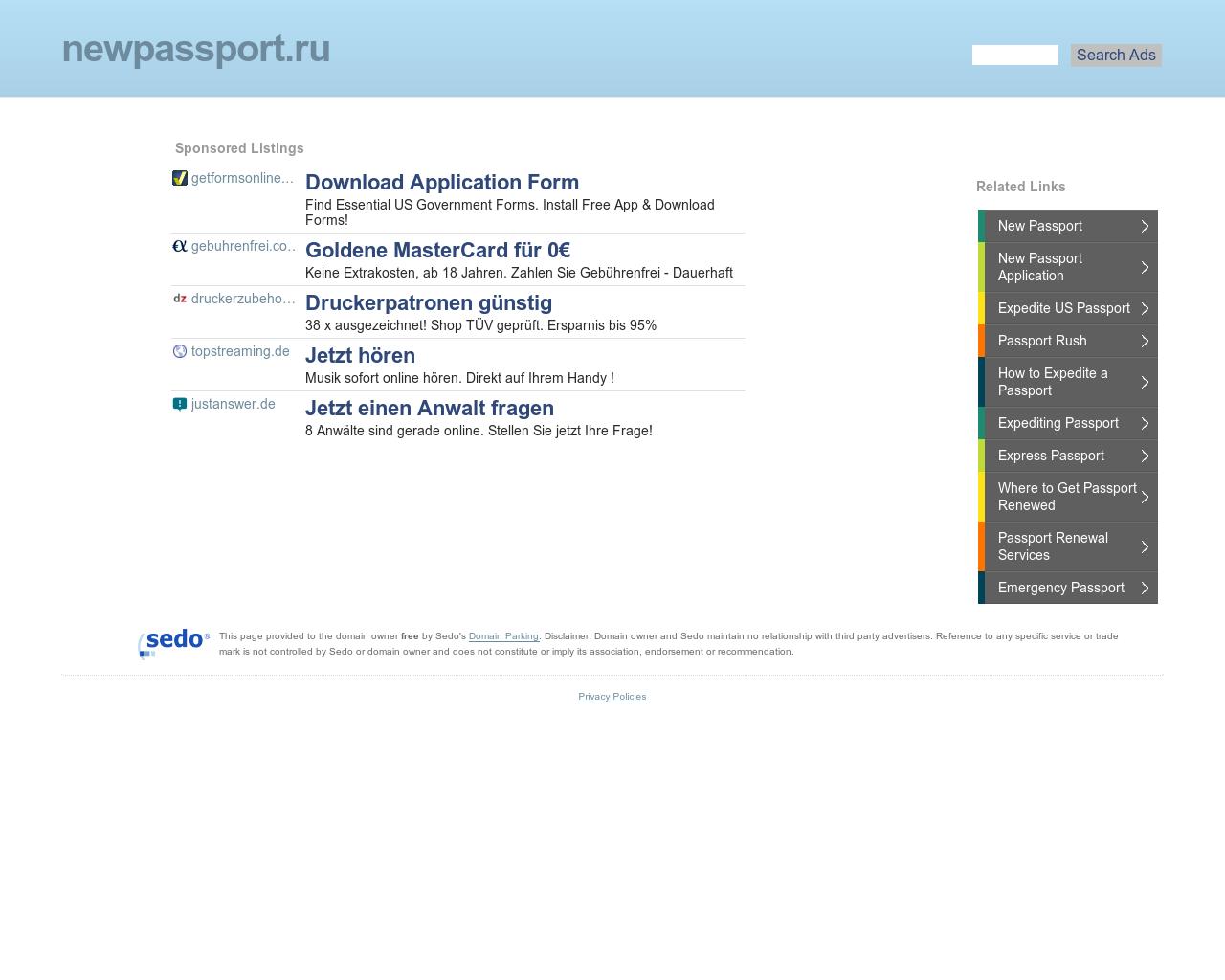 Изображение сайта newpassport.ru в разрешении 1280x1024