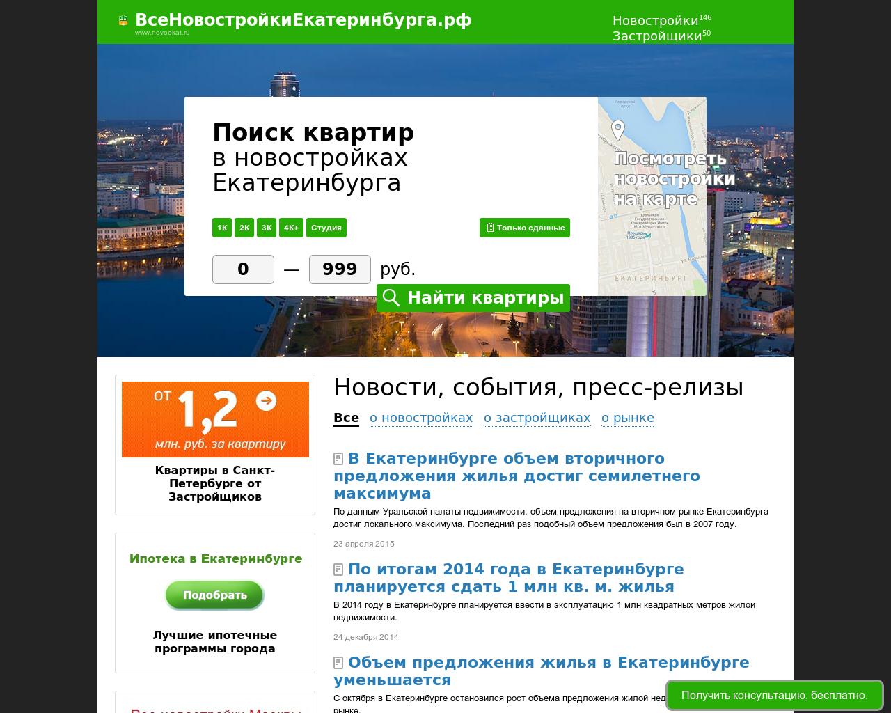 Изображение сайта novoekat.ru в разрешении 1280x1024
