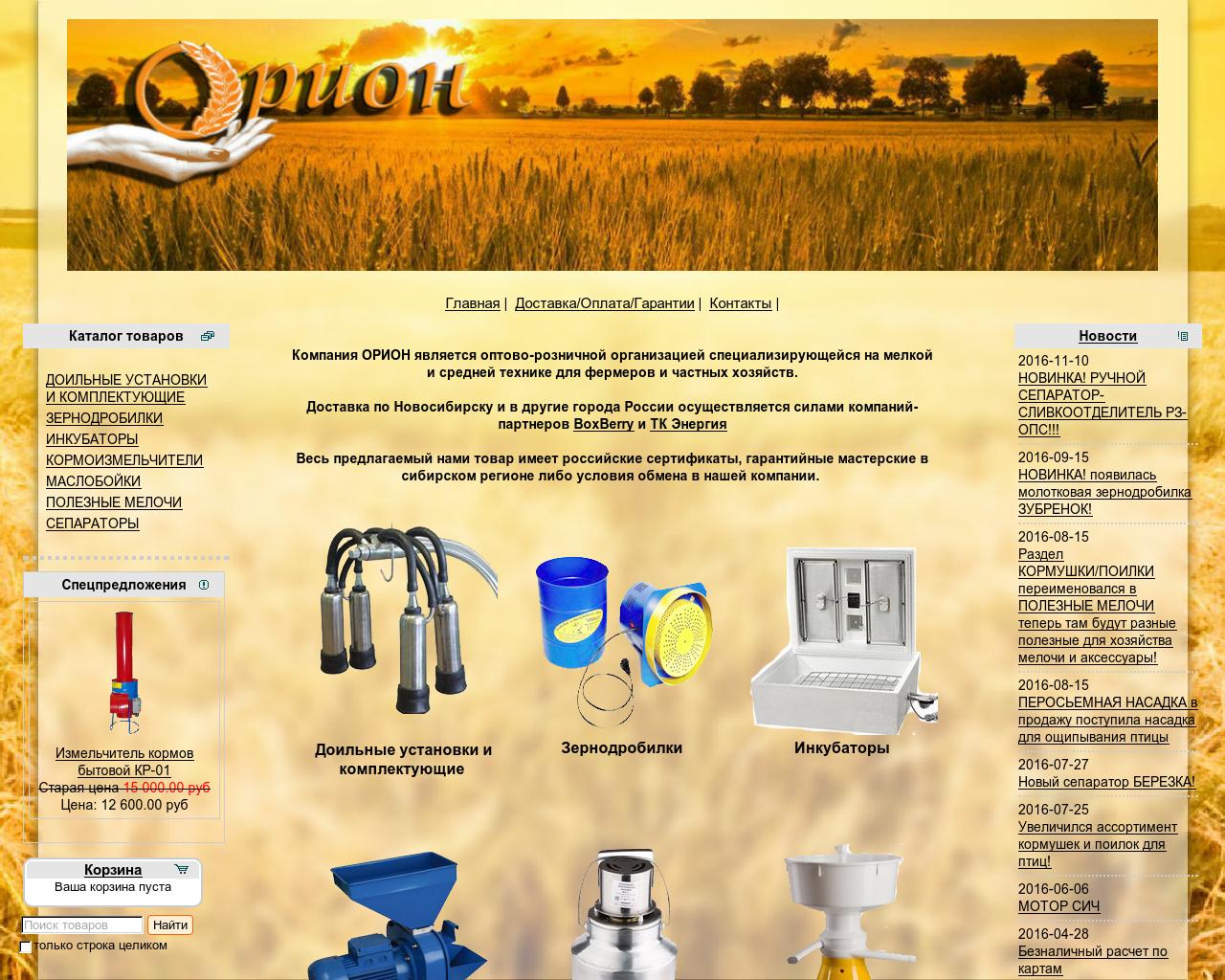 Изображение сайта orion-nsk.ru в разрешении 1280x1024