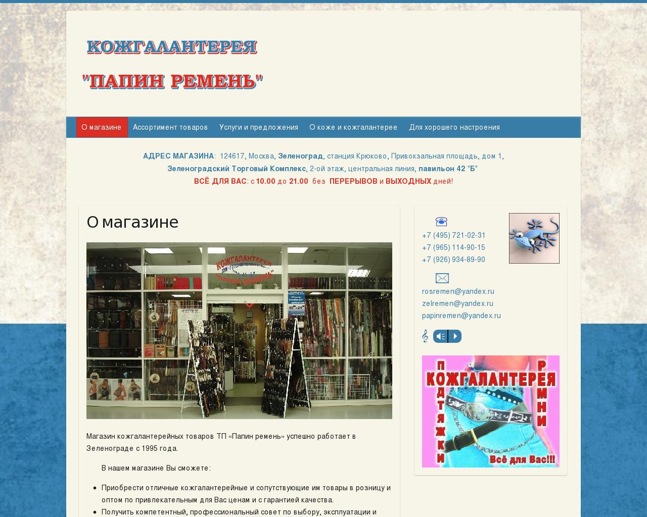 Изображение сайта papinremen.ru в разрешении 1280x1024