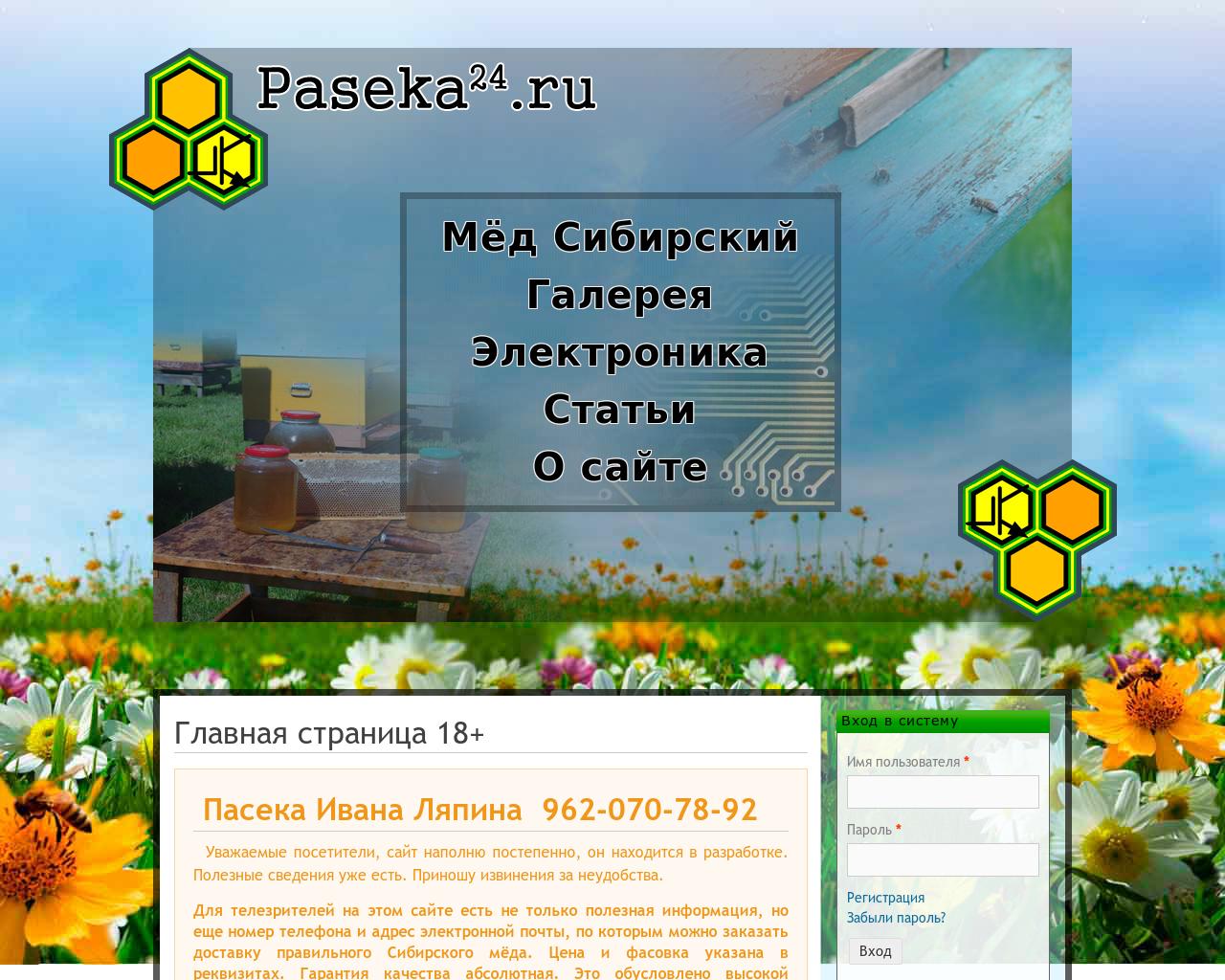 Изображение сайта paseka24.ru в разрешении 1280x1024