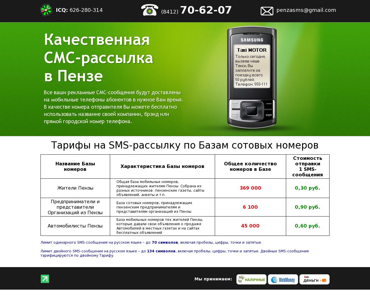 Изображение сайта penza-sms.ru в разрешении 1280x1024