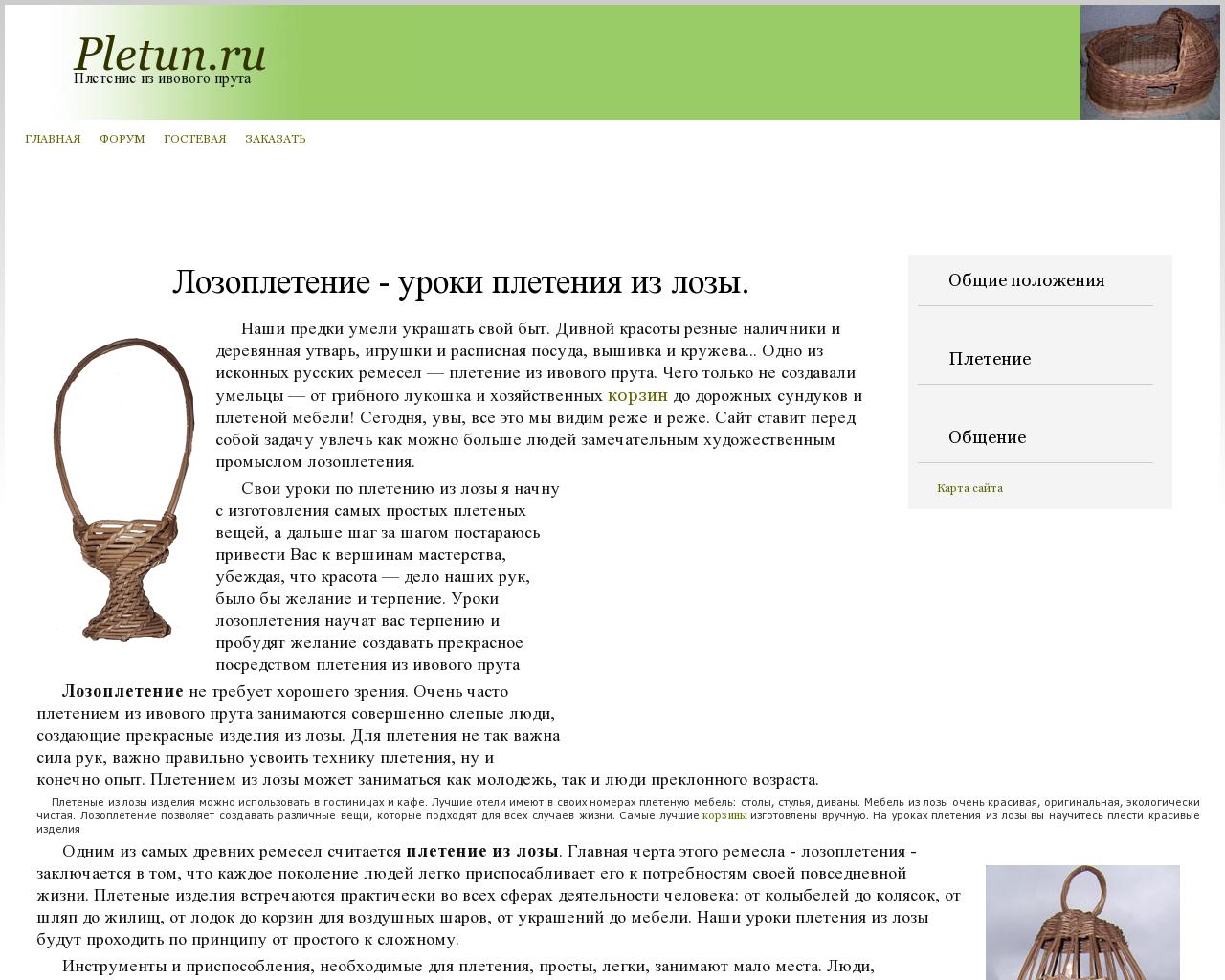 Изображение сайта pletun.ru в разрешении 1280x1024