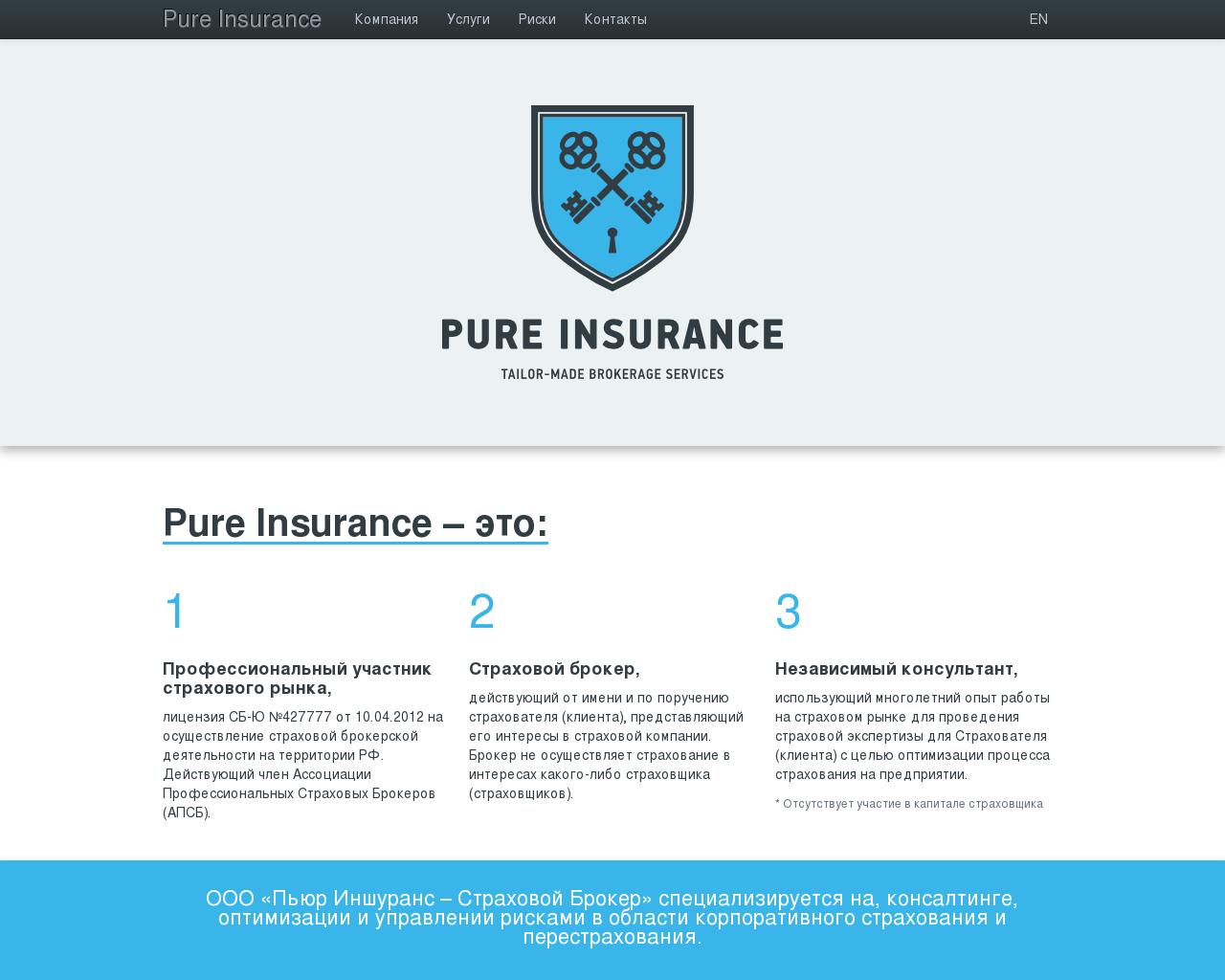 Изображение сайта pureinsurance.ru в разрешении 1280x1024