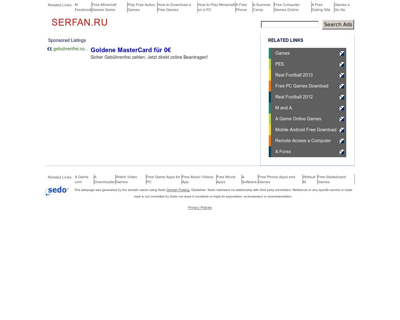 Изображение сайта serfan.ru в разрешении 1280x1024