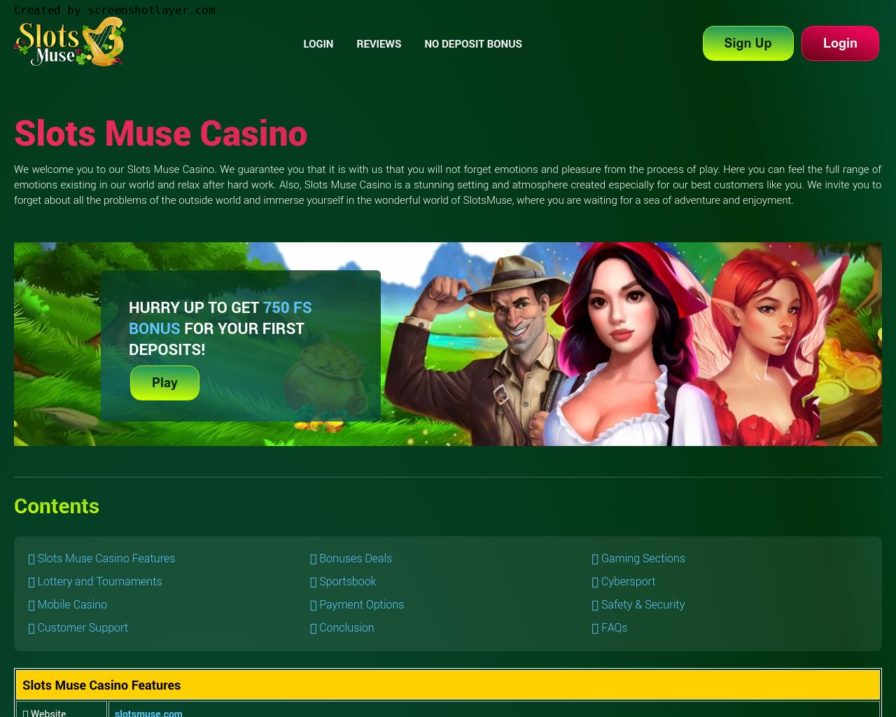 Изображение сайта slotsmuse-casino.com в разрешении 1280x1024