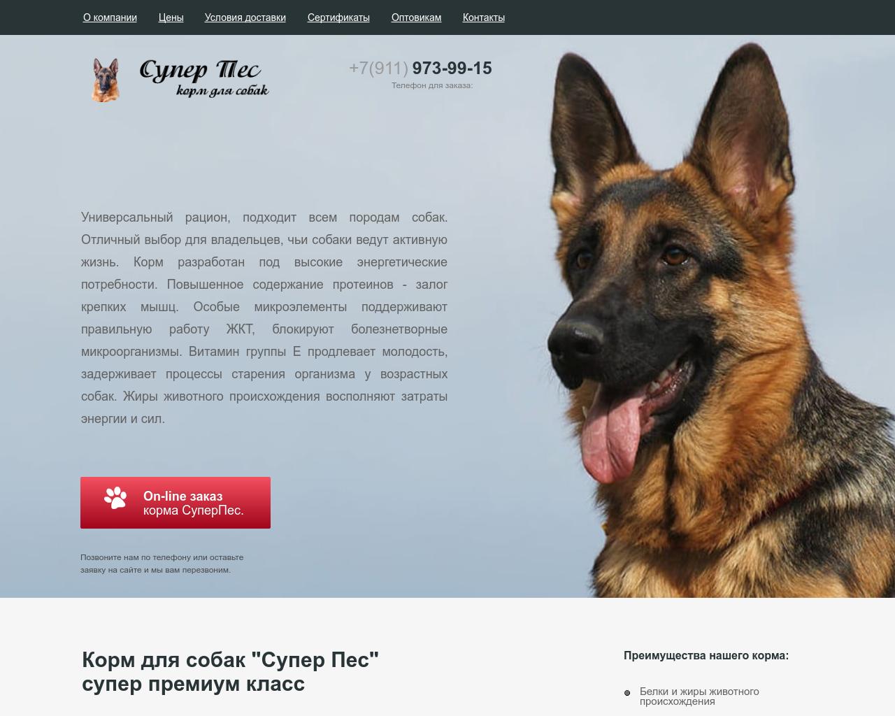 Изображение сайта superdogfood.ru в разрешении 1280x1024