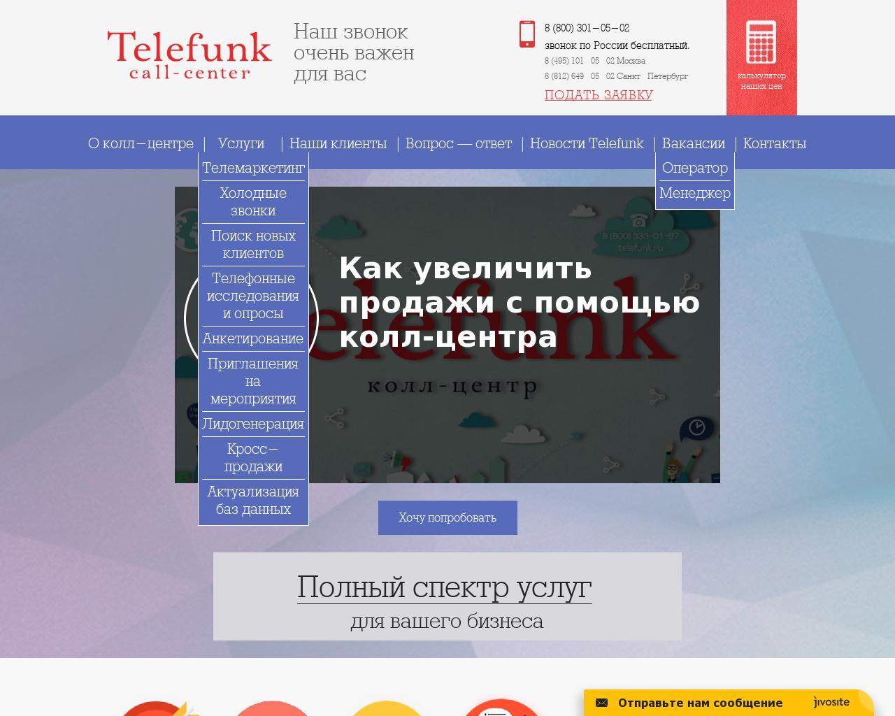 Изображение сайта telefunk.ru в разрешении 1280x1024