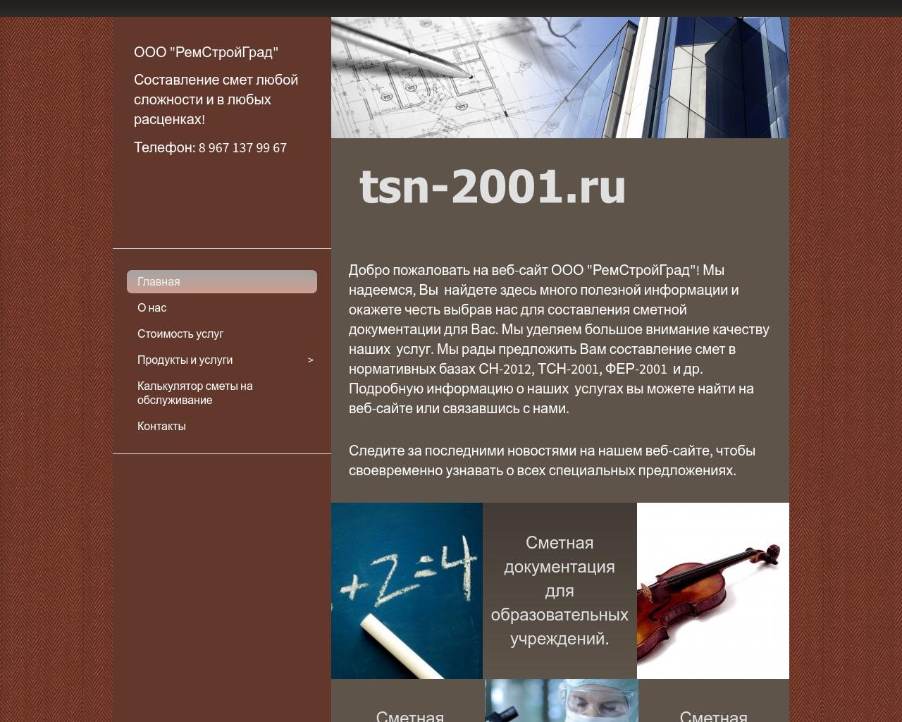 Изображение сайта tsn-2001.ru в разрешении 1280x1024