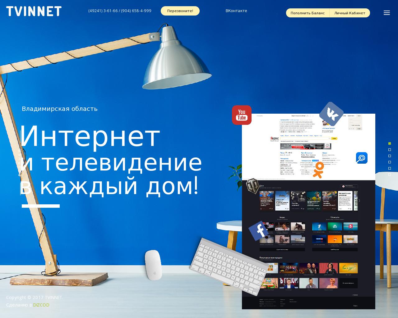 Изображение сайта tvinnet.ru в разрешении 1280x1024