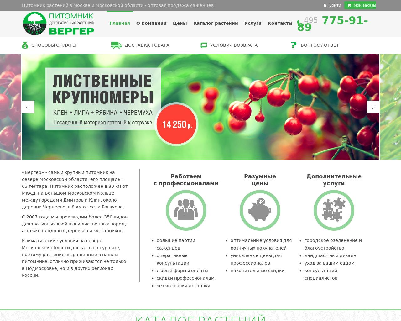 Изображение сайта verger.ru в разрешении 1280x1024