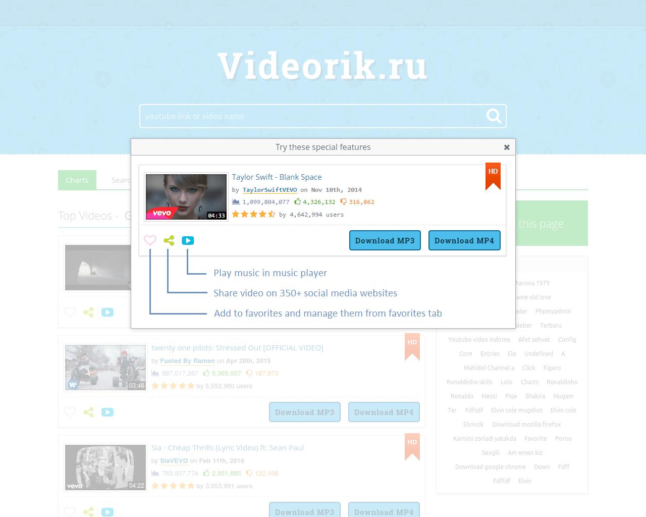 Изображение сайта videorik.ru в разрешении 1280x1024