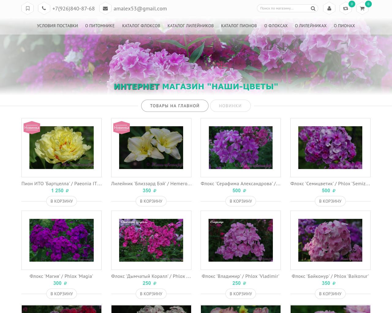 Изображение сайта интермаг-наши-цветы.рф в разрешении 1280x1024