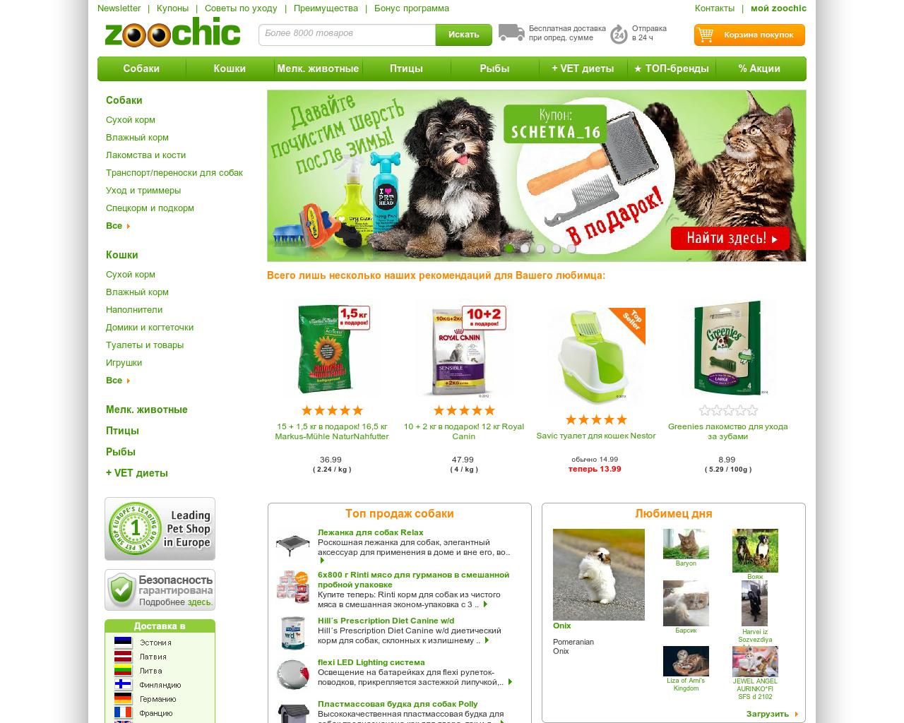 Изображение сайта zoochic.ru в разрешении 1280x1024
